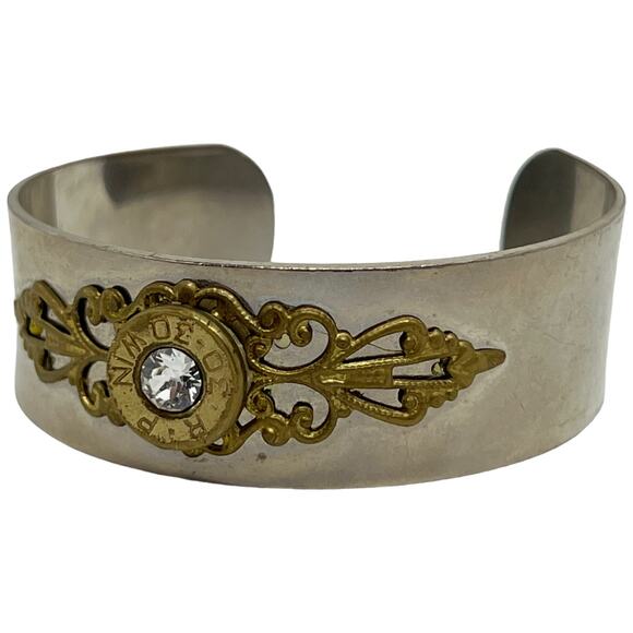 Statement Bullet Cuff Bracelet – Bold Industrial Style Jewelry - Picture 5 of 11